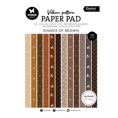 Papier Décoratif | Bloc de papier calque créatif pour journaling - Studio Light - Marron - millenotes