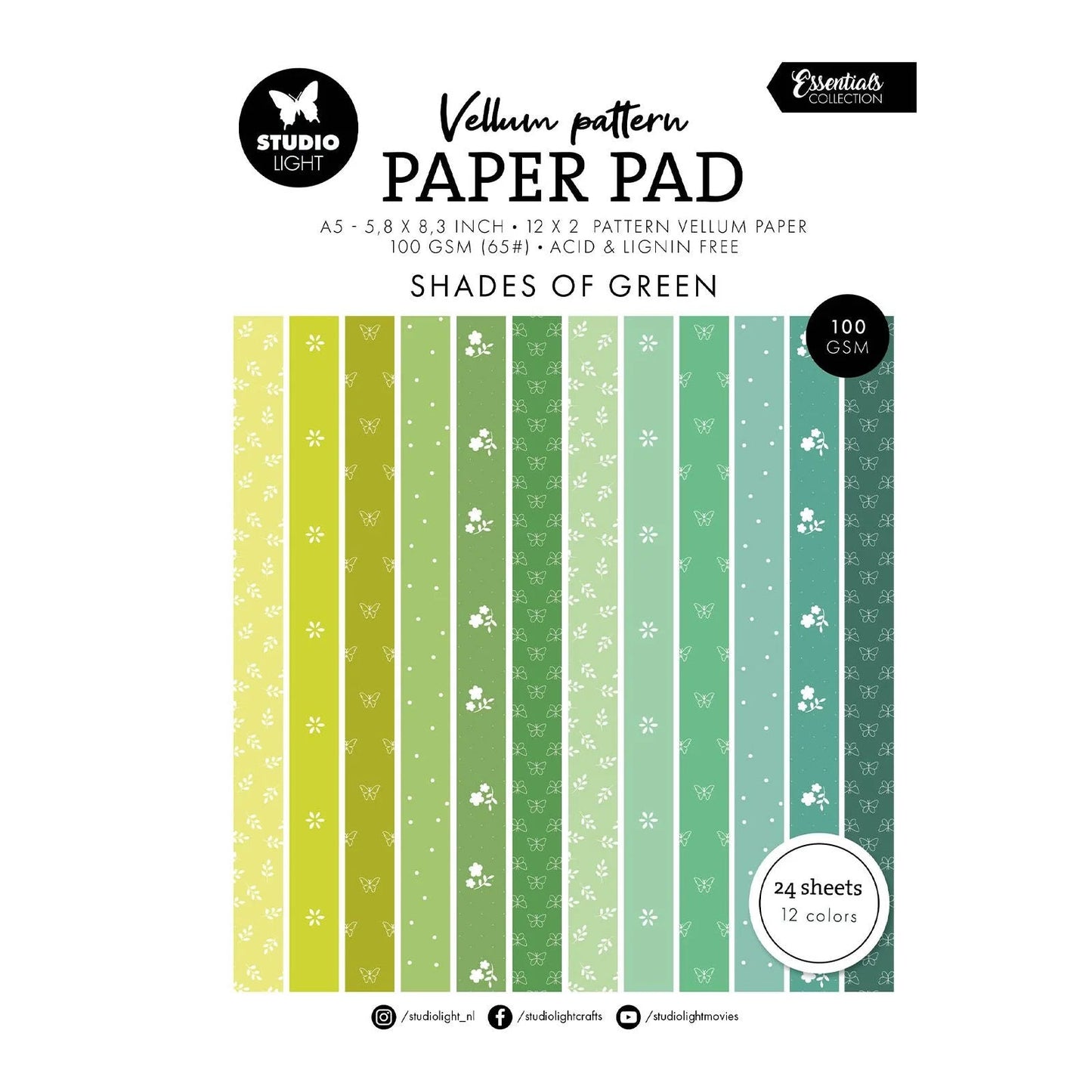 Papier Décoratif | Bloc de papier calque créatif pour journaling - Studio Light - Vert - millenotes