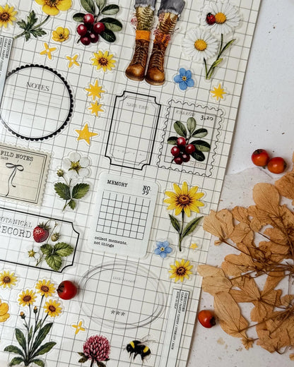 PET Kiss-cut masking tape | Bujojej | Yellow flowers - Bujojej - 5 m - rouleau complet - millenotes