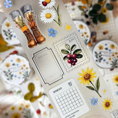 PET Kiss-cut masking tape | Bujojej | Yellow flowers - Bujojej - 5 m - rouleau complet - millenotes