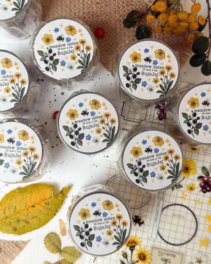 PET Kiss-cut masking tape | Bujojej | Yellow flowers - Bujojej - 5 m - rouleau complet - millenotes