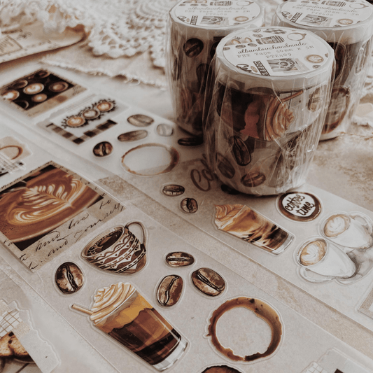 PET Kiss - cut masking tape | Café - AlbumHandMadeLove - 5 m - rouleau complet - millenotes