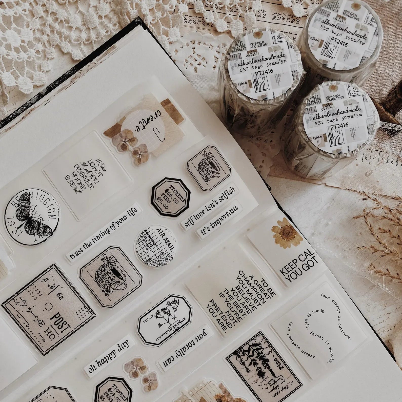 PET Kiss - cut masking tape | Collage 02 - AlbumHandMadeLove - 5 m - rouleau complet - millenotes