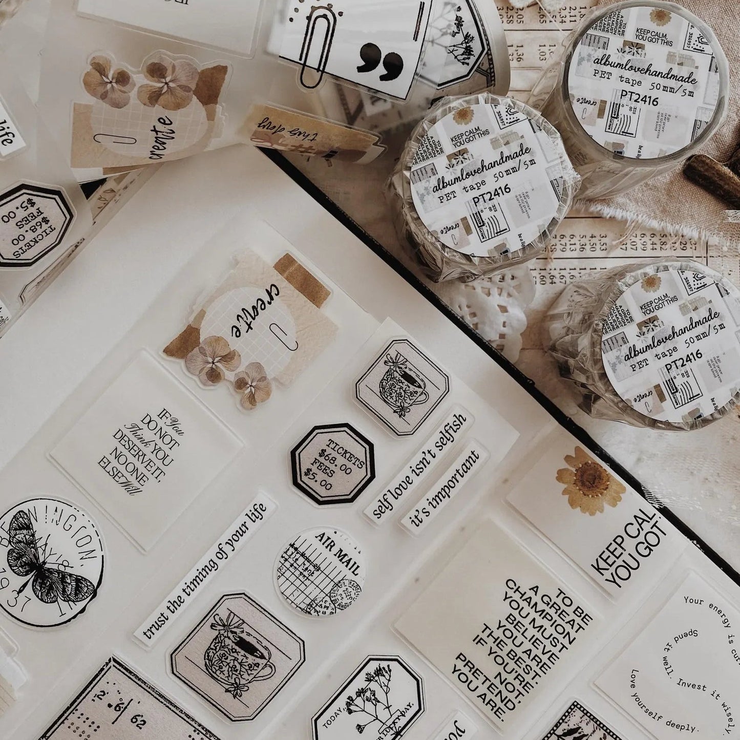 PET Kiss - cut masking tape | Collage 02 - AlbumHandMadeLove - 5 m - rouleau complet - millenotes