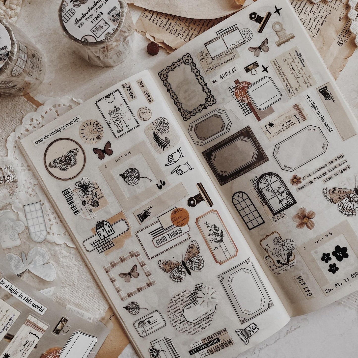 PET Kiss - cut masking tape | Collage 03 - AlbumHandMadeLove - 5 m - rouleau complet - millenotes