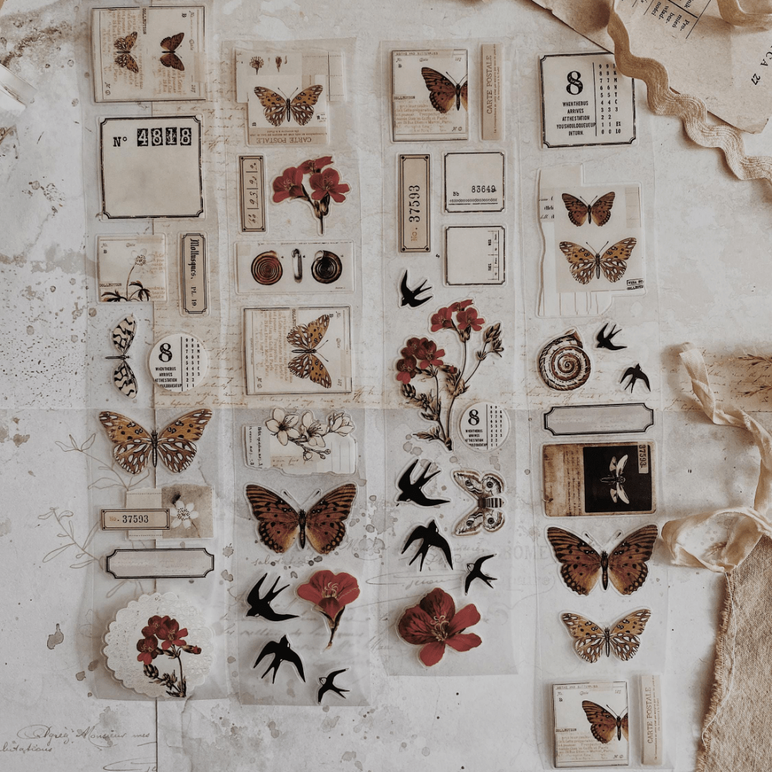 PET Kiss - cut masking tape | Collage floral rouge - AlbumHandMadeLove - 5 m - rouleau complet - millenotes