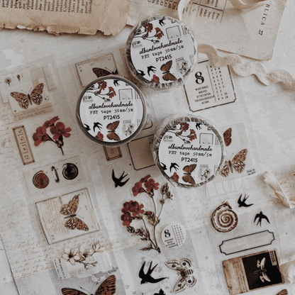 PET Kiss - cut masking tape | Collage floral rouge - AlbumHandMadeLove - 5 m - rouleau complet - millenotes