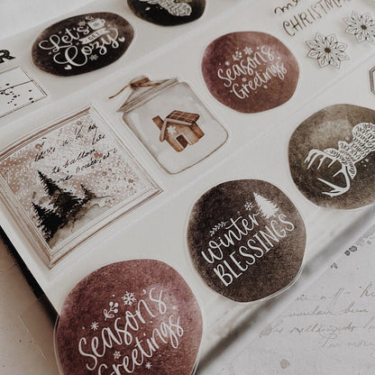 PET Kiss - cut masking tape | Hiver Vintage - AlbumHandMadeLove - 5 m - rouleau complet - millenotes