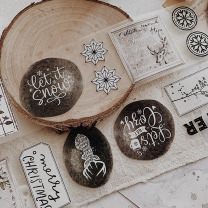 PET Kiss - cut masking tape | Hiver Vintage - AlbumHandMadeLove - 5 m - rouleau complet - millenotes