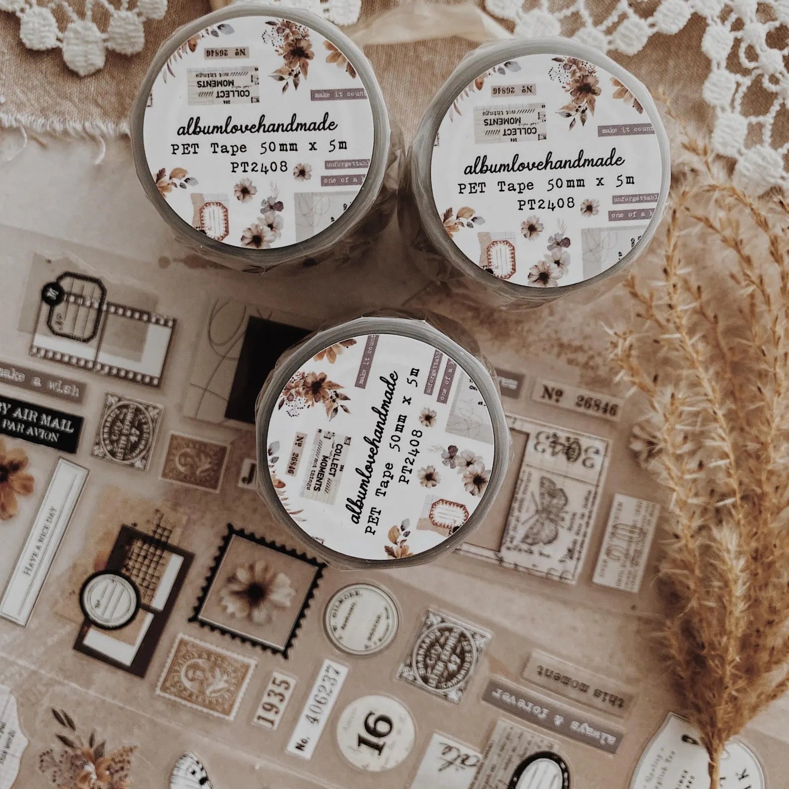 PET Kiss - cut masking tape | Junk Journal - AlbumHandMadeLove - 5 m - rouleau complet - millenotes