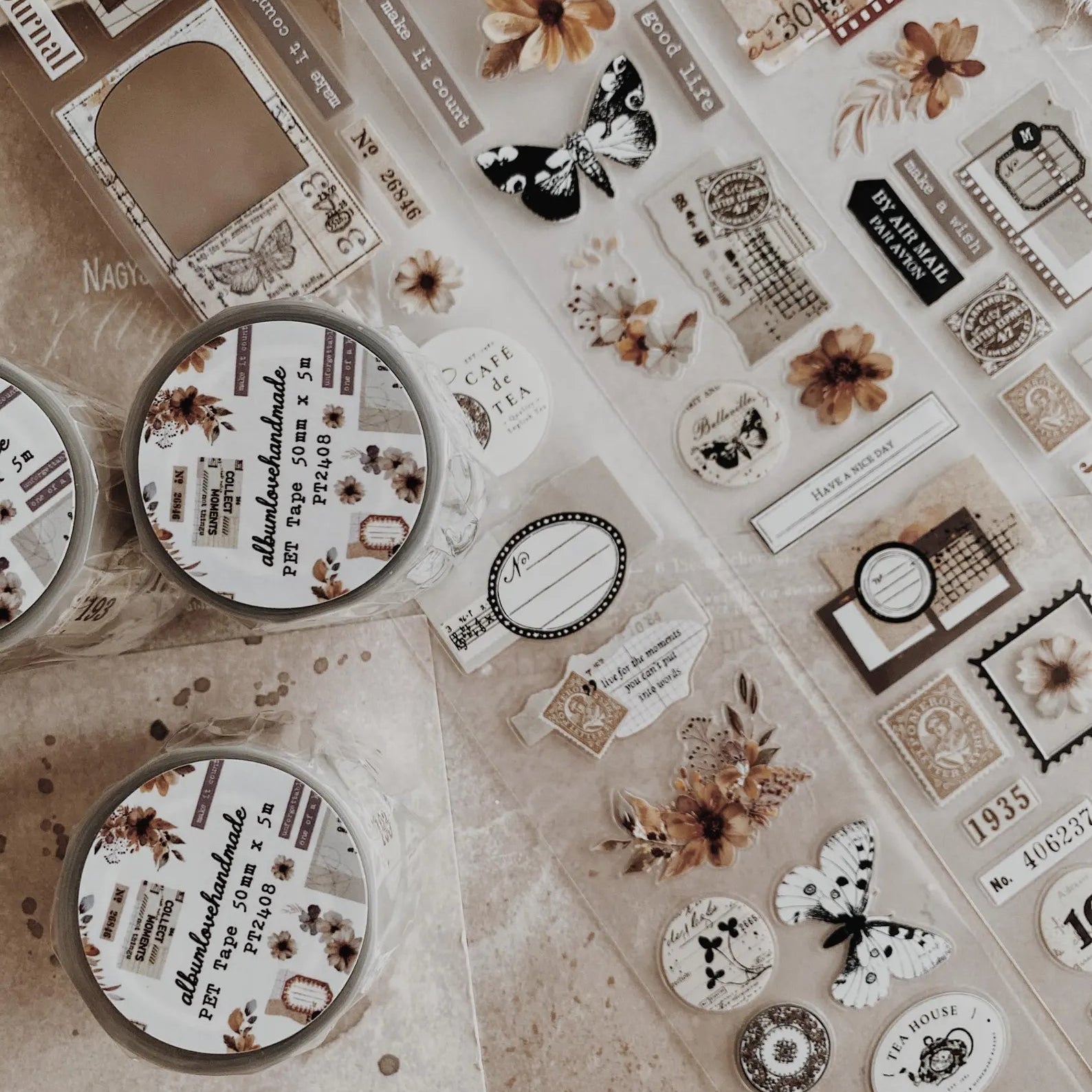 PET Kiss - cut masking tape | Junk Journal - AlbumHandMadeLove - 5 m - rouleau complet - millenotes