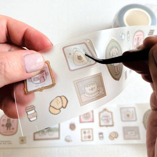 PET Kiss-cut masking tape | Kuboandlucy x Dana Ate Oatmeal | Saturday at the Cafe - Kuboandlucy Stationery Co - millenotes