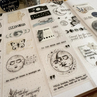 PET Kiss - cut masking tape | Moon Whispers - Bujojej - 5 m - rouleau complet - millenotes