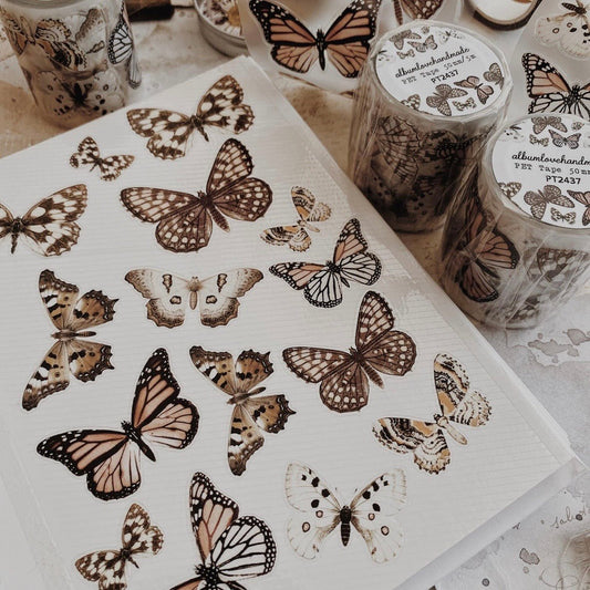 PET Kiss - cut masking tape | Papillons - albumlovehandmade - 5 m - rouleau complet - millenotes