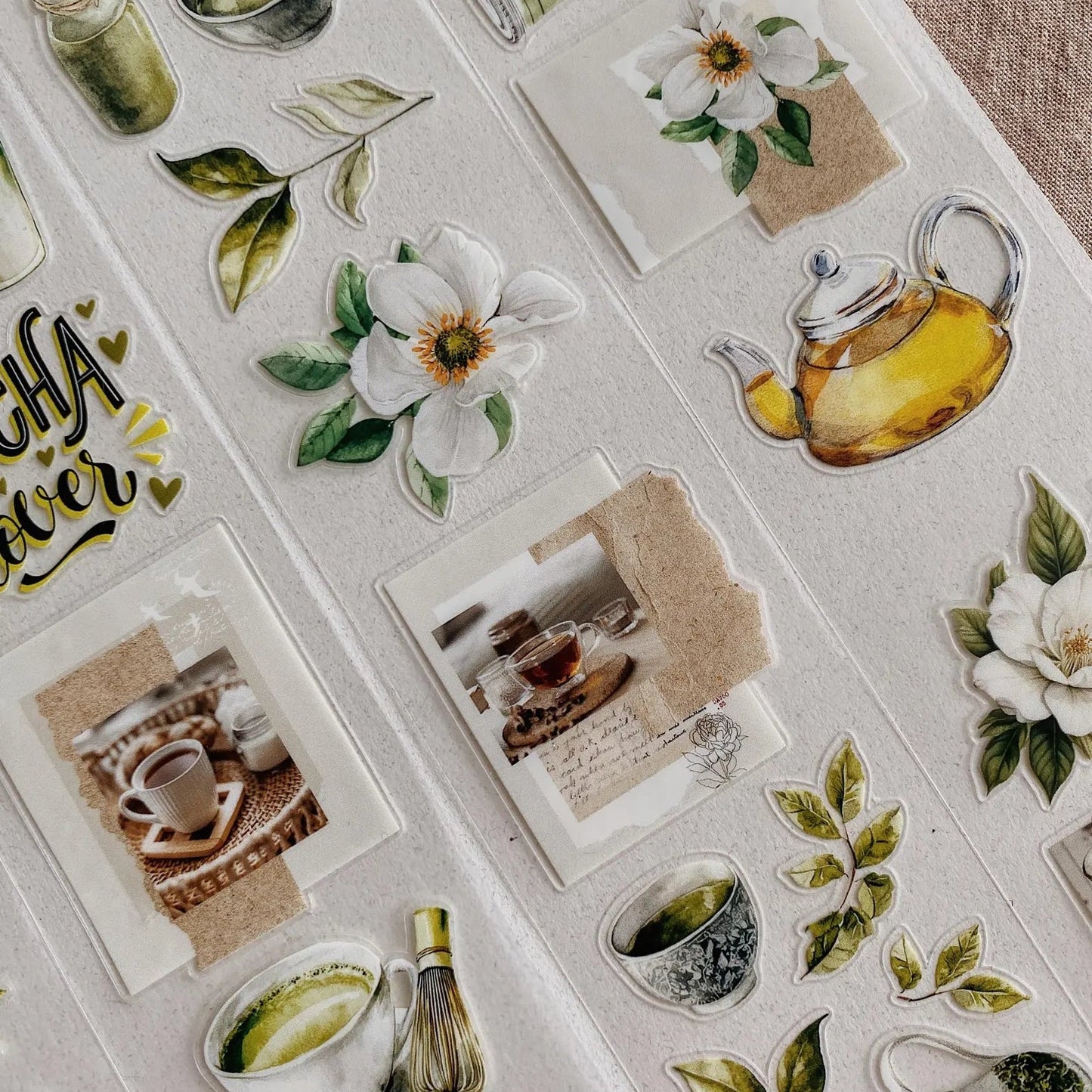 PET Kiss - cut masking tape | Tea Time - AlbumHandMadeLove - 5 m - rouleau complet - millenotes