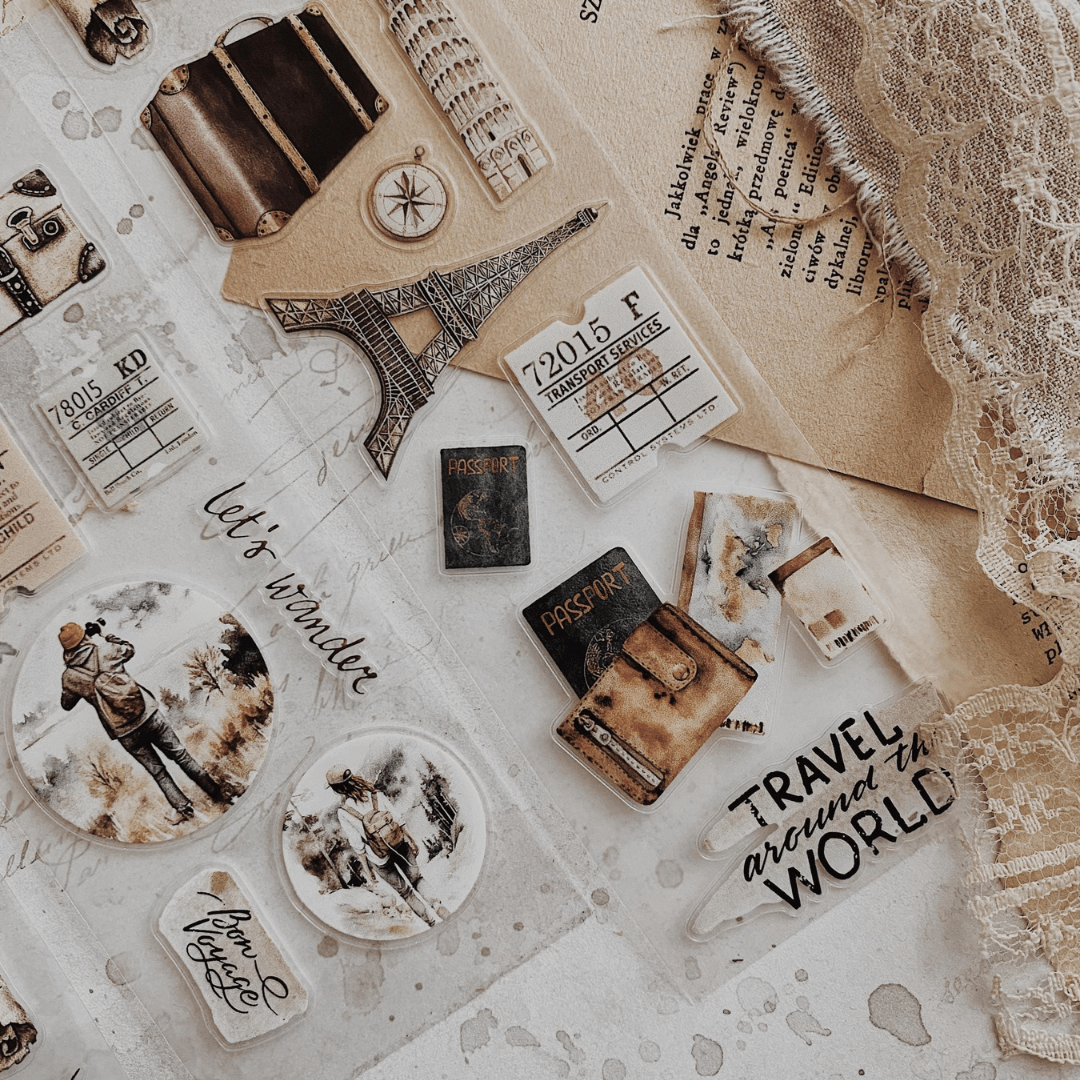 PET Kiss - cut masking tape | Voyages - AlbumHandMadeLove - 5 m - rouleau complet - millenotes