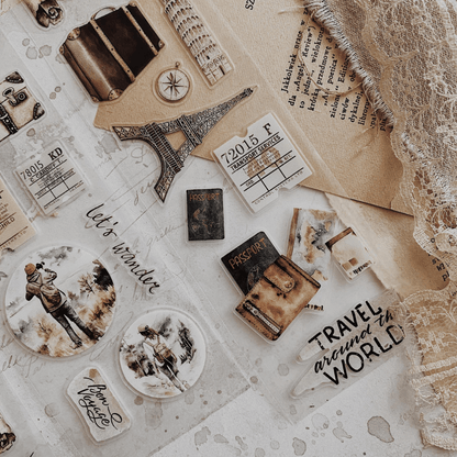 PET Kiss - cut masking tape | Voyages - AlbumHandMadeLove - 5 m - rouleau complet - millenotes