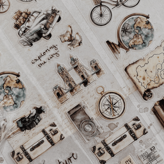 PET Kiss - cut masking tape | Voyages - AlbumHandMadeLove - 5 m - rouleau complet - millenotes