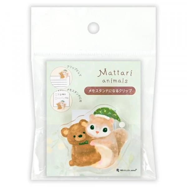 Pince Clip acrylique | Mattari Animals | Adorable Écureuil - NB Co Ltd - millenotes
