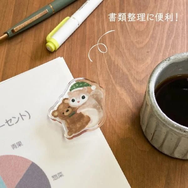 Pince Clip acrylique | Mattari Animals | Adorable Écureuil - NB Co Ltd - millenotes