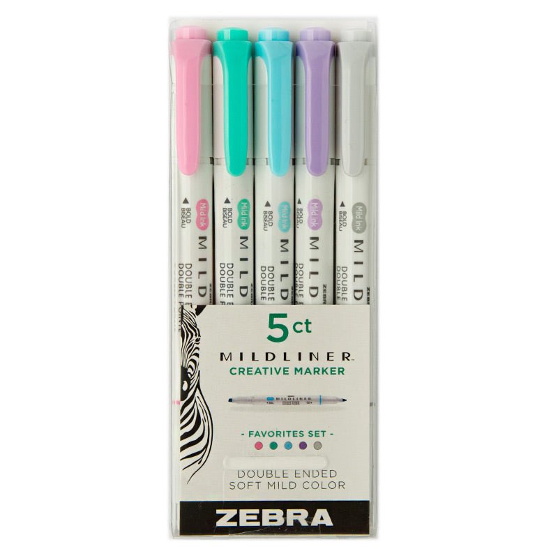 Set de 5 stylos double pointe | ZEBRA Mildliner FAVORITES - ZEBRA - millenotes