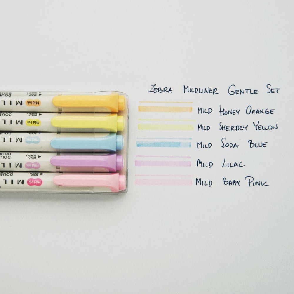 Set de 5 stylos double pointe | ZEBRA Mildliner GENTLE - ZEBRA - millenotes