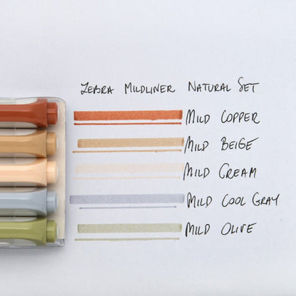 Set de 5 stylos double pointe | ZEBRA Mildliner NATURAL - ZEBRA - millenotes