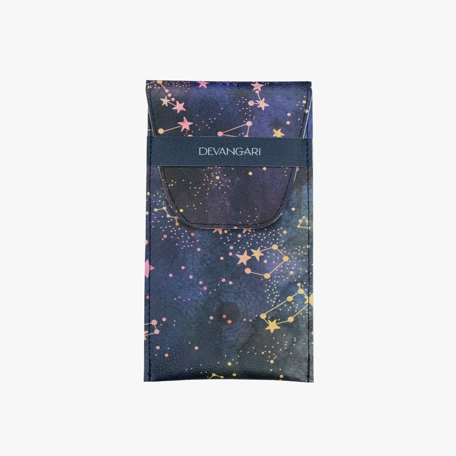 Shimmering Stars | Étui Multifonction en Cuir Vegan 11 × 20 cm - Devangari - art - millenotes