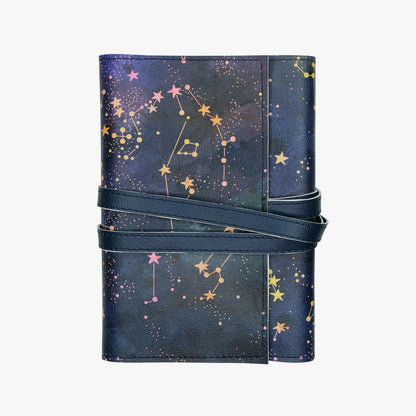 Shimmering Stars | Étui Protège - Notes Élégant en Cuir Vegan, A5 Enroulable - Devangari - art - millenotes