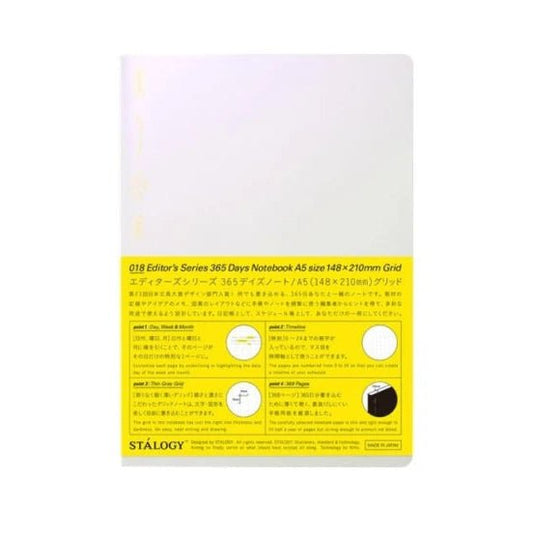 Stalogy | 365 Days Notebook | A5 Aurora White | Quadrillé - STALOGY - millenotes