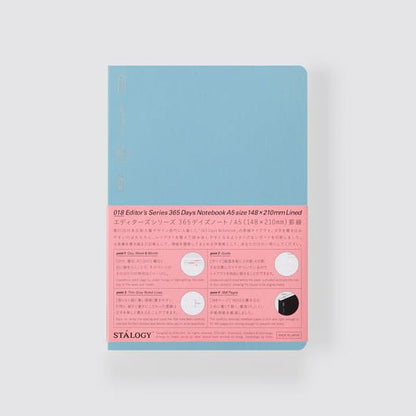 Stalogy | 365 Days Notebook | A5 Bleu | Ligné - STALOGY - millenotes