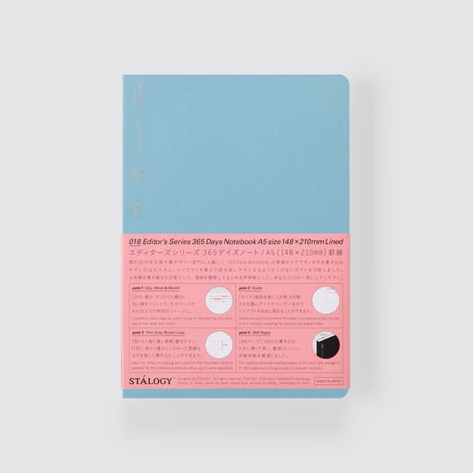 Stalogy | 365 Days Notebook | A5 Bleu | Ligné - STALOGY - millenotes