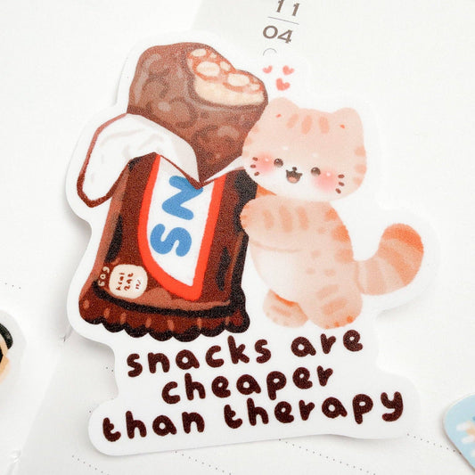 Sticker en vinyle | Kuboandlucy | Snacks are Cheaper Than Therapy - Kuboandlucy Stationery Co - millenotes