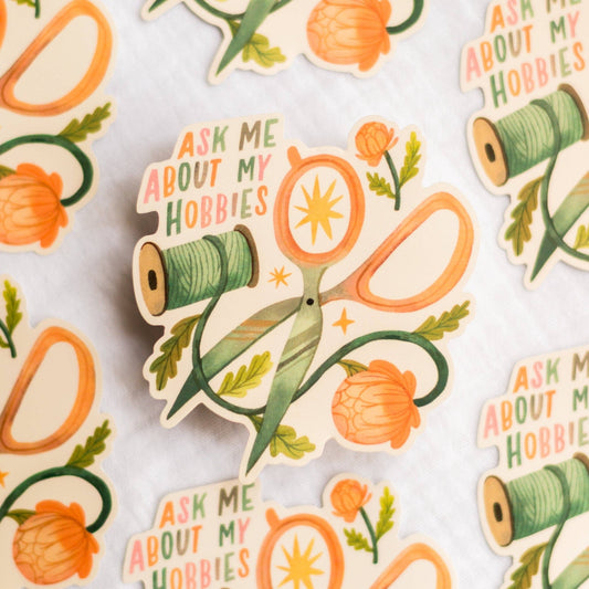 Sticker en vinyle | Wild Pencil Studio | Ask Me About My Hobbies - Wild Pencil Studio - millenotes