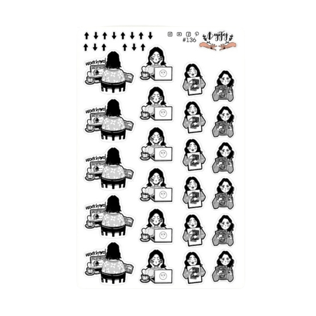 Stickers décoratifs | Bujojej | Icons - Bujojej - Work hard - millenotes