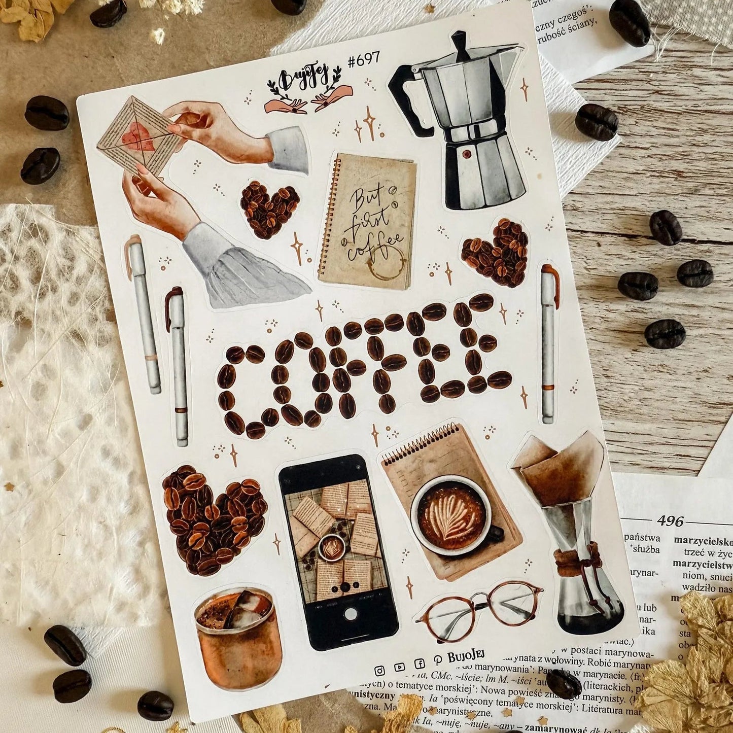 Stickers décoratifs | Bujojej | Set de 5 planches | Coffee lover - Bujojej - millenotes