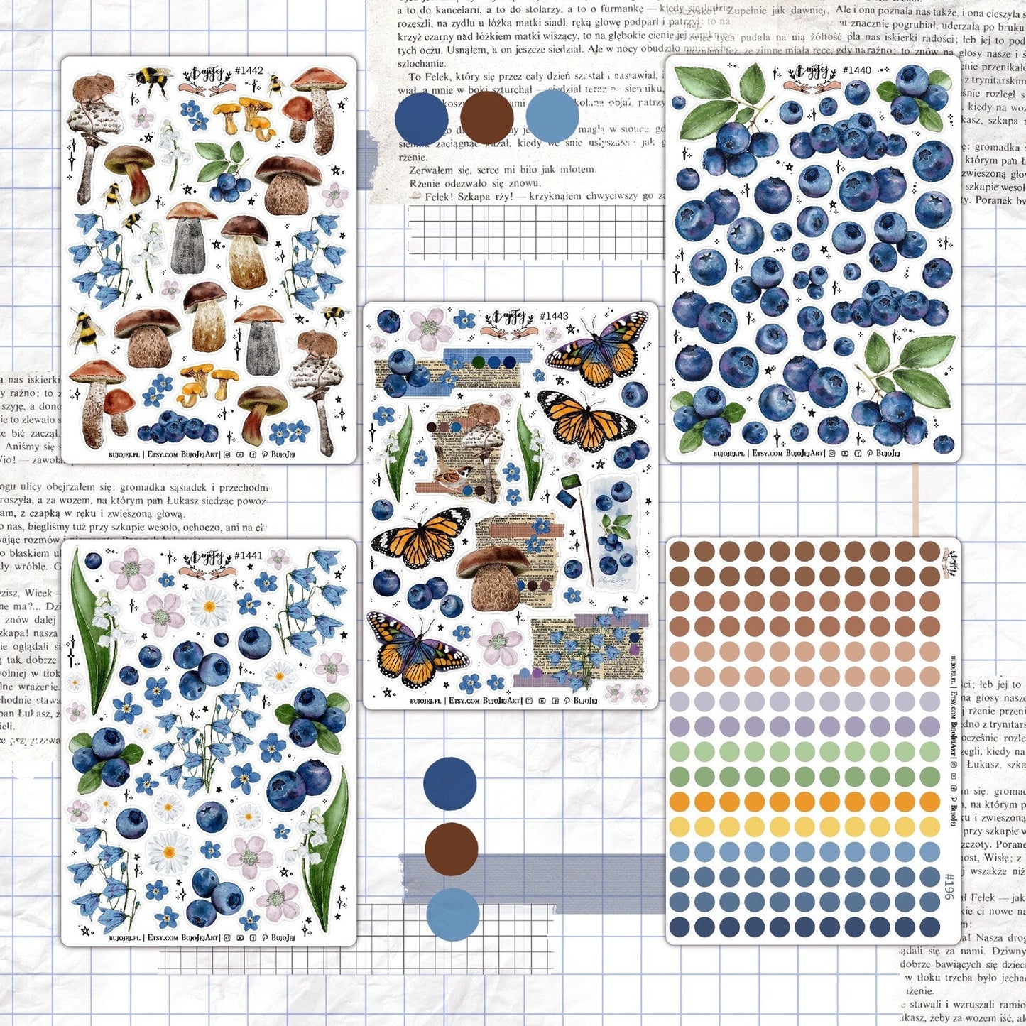 Stickers décoratifs | Bujojej | Set de 5 planches | Forest Treasures - Bujojej - millenotes