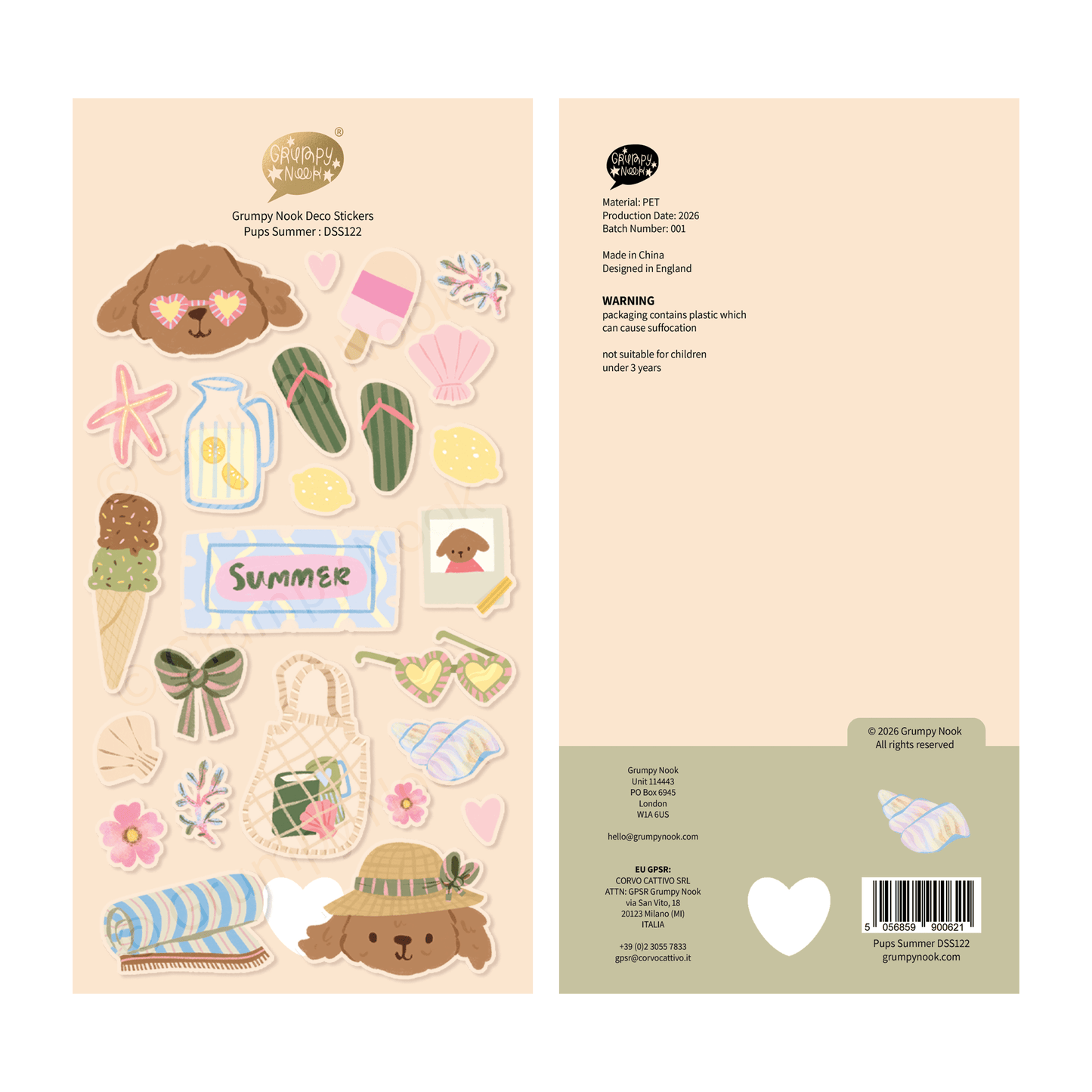 Stickers décoratifs | Grumpy Nook | Pups Summer - Grumpy Nook - millenotes