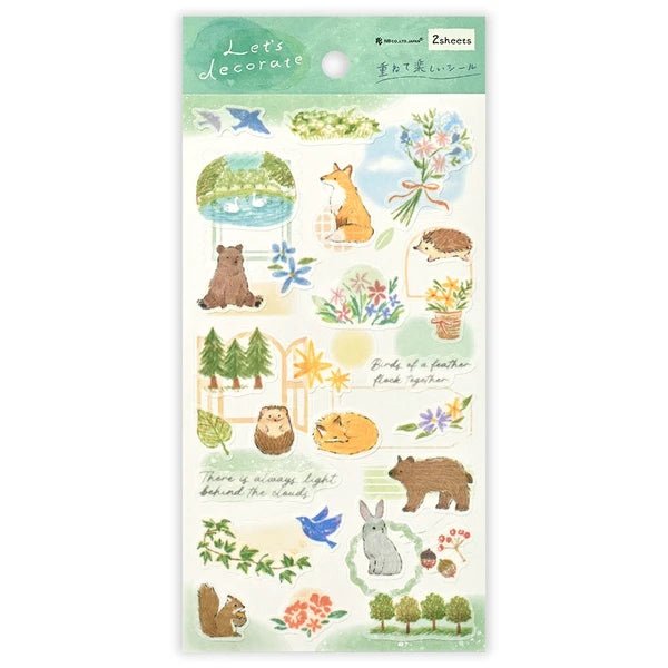 Stickers japonais 2 planches | Deco Time | Animaux de la Forêt - NB Co Ltd - millenotes
