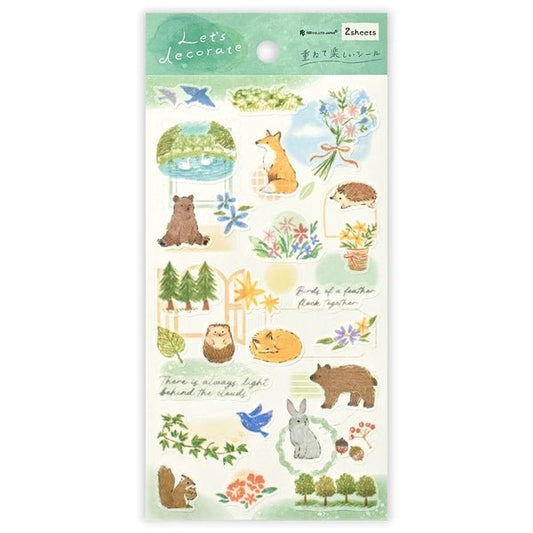Stickers japonais 2 planches | Deco Time | Animaux de la Forêt - NB Co Ltd - millenotes