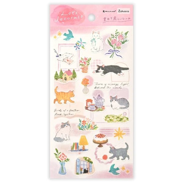 Stickers japonais 2 planches | Deco Time | Chats - NB Co Ltd - millenotes