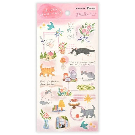 Stickers japonais 2 planches | Deco Time | Chats - NB Co Ltd - millenotes