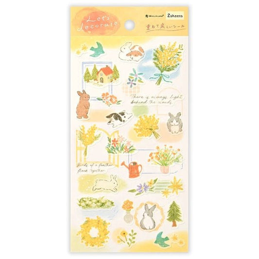 Stickers japonais 2 planches | Deco Time | Lapins - NB Co Ltd - millenotes