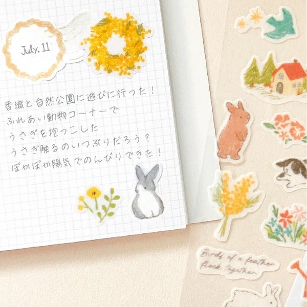 Stickers japonais 2 planches | Deco Time | Lapins - NB Co Ltd - millenotes