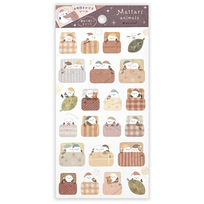 Stickers japonais 2 planches | Mattari Animals | Adorable Oisillon - NB Co Ltd - millenotes