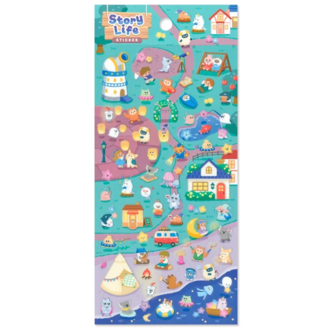 Stickers japonais Mind Wave | Story Life | Village de nuit - Mind Wave - millenotes