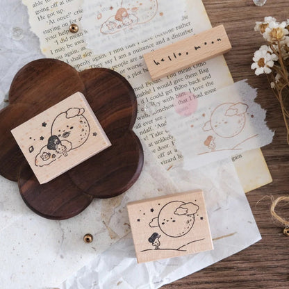 Tampon en bois | Eileen Tai | Hello, Moon - Eileen Tai - Tea Time - millenotes