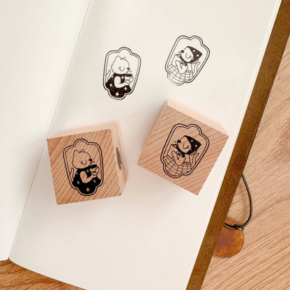 Tampon en bois | Grumpy Nook | Coffee Cat - Grumpy Nook - millenotes