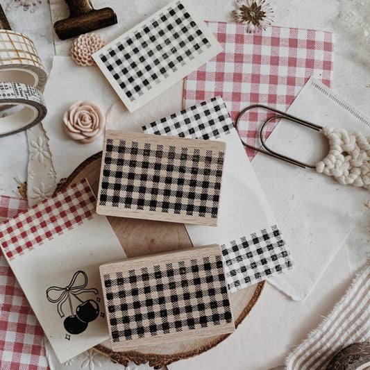 Tampon en bois | Motif à carreaux - albumlovehandmade - millenotes