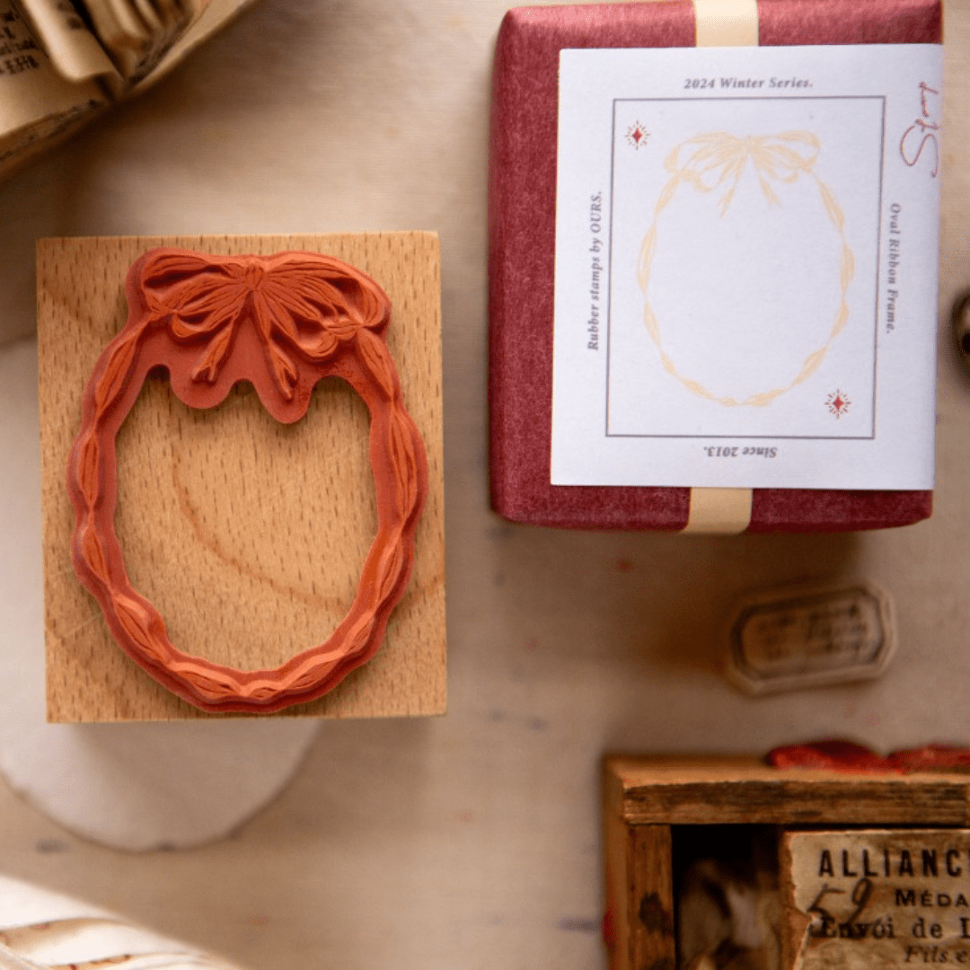 Tampon en bois | OURS Studio | Oval Ribbon Frame - OURS Studio - millenotes
